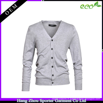 16FZCAS27 hommes plat tricot laine cardigan pull en cachemire